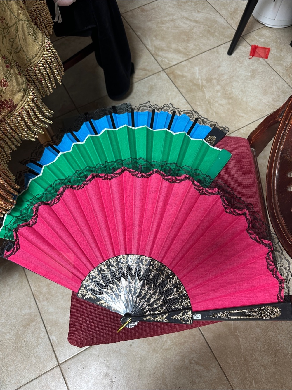 Folding Spanish Hand Fan 🪭 lot of 3